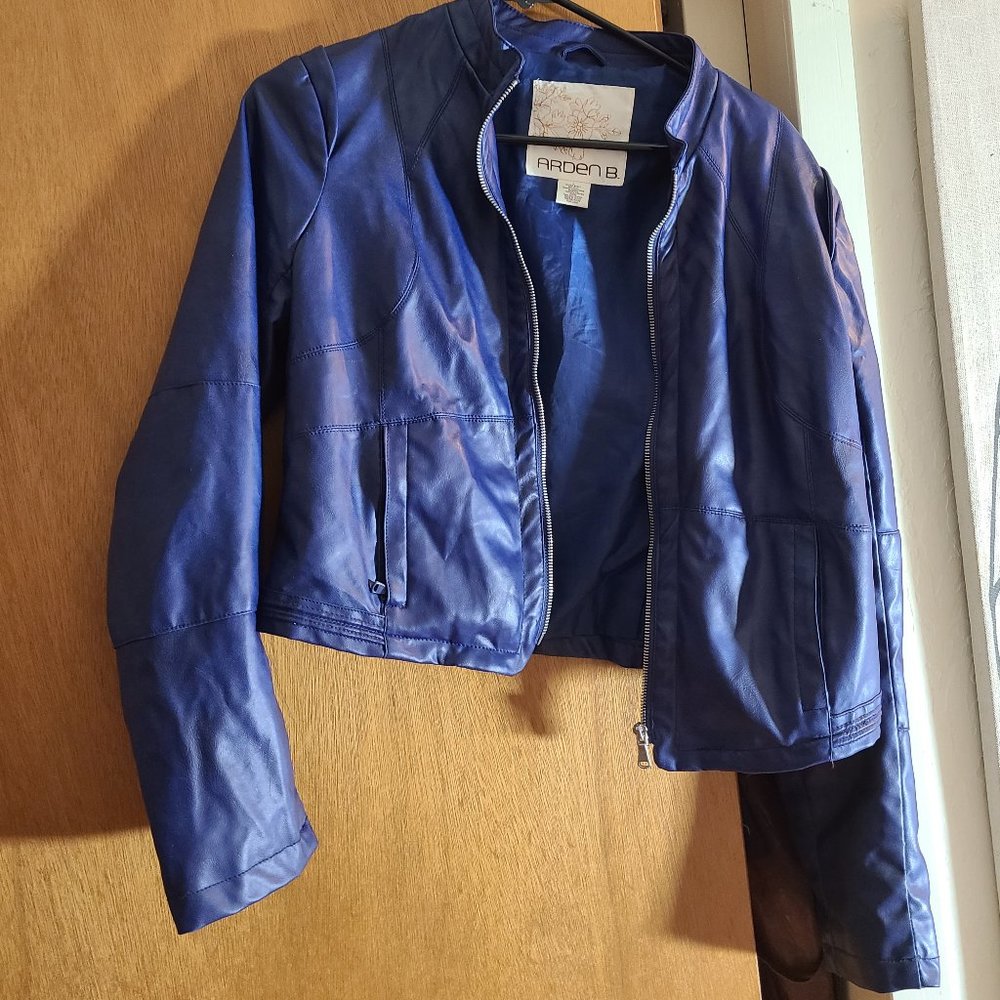 Beautiful Arden B moto-style blue jacket